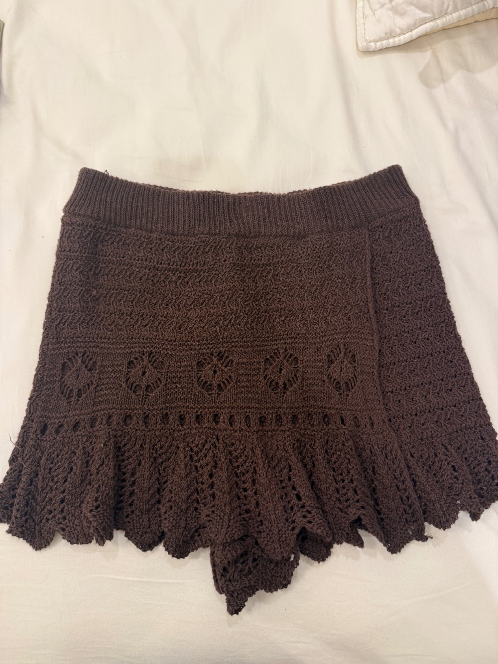 Free People Brown Crochet Mini Skirt